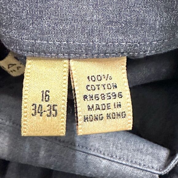 Donna Karan Signature Dress Shirt Mens Size 16 34-35 Grey Cotton Long Sleeve - Picture 8 of 10